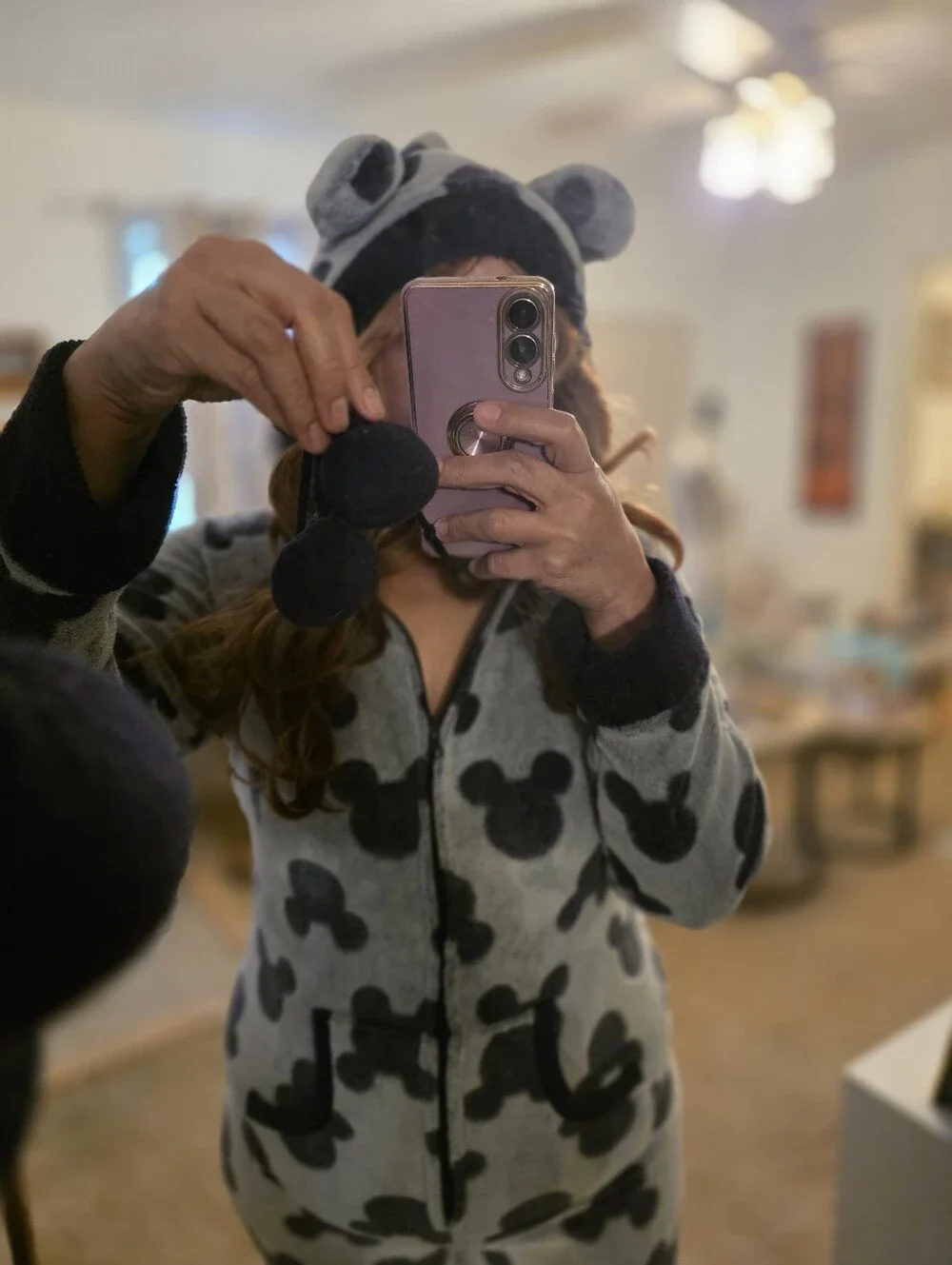 Disney Grey and Black Mickey Fleece Onesie Pajamas - Picture 5 of 7